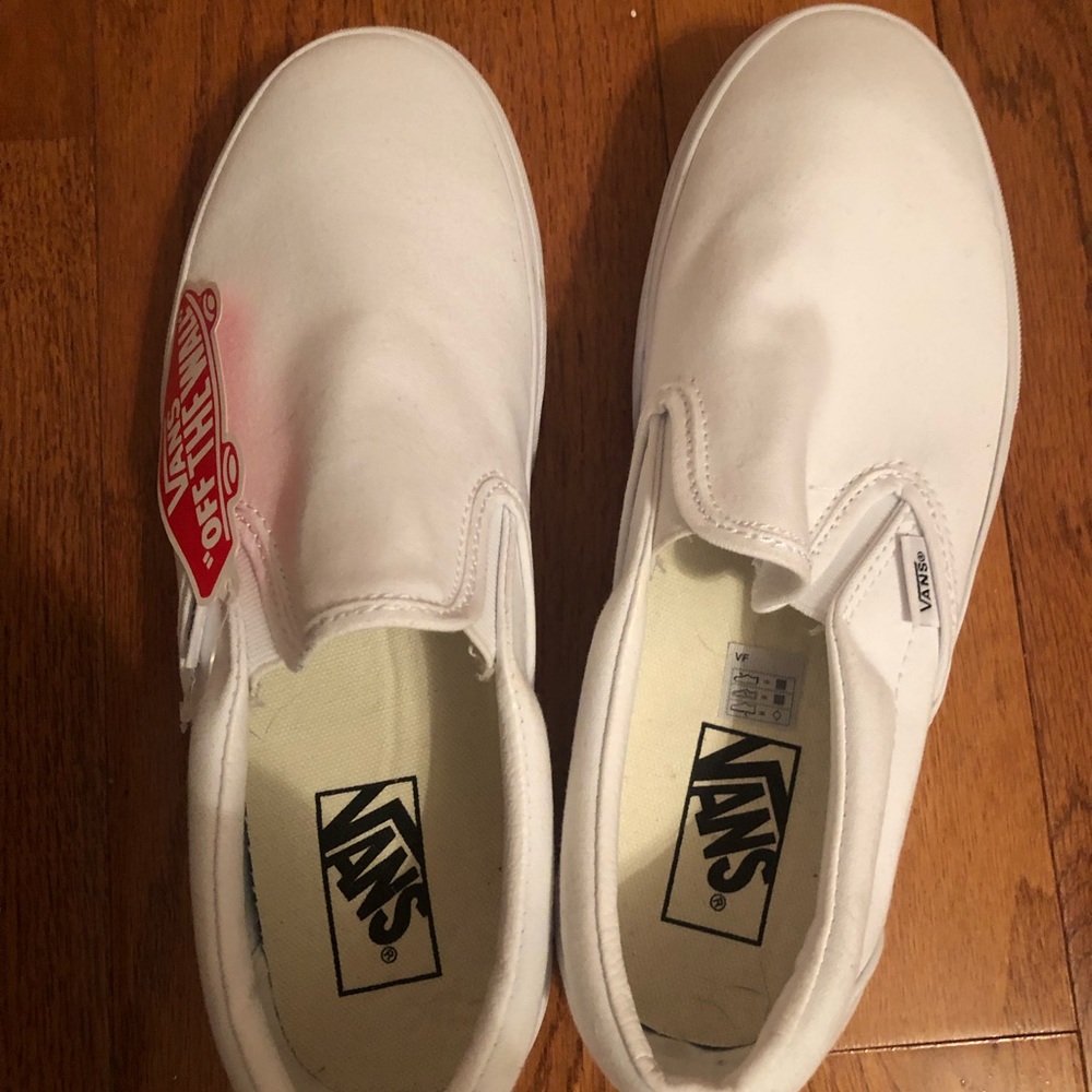 NWT White Platform Slip on Vans